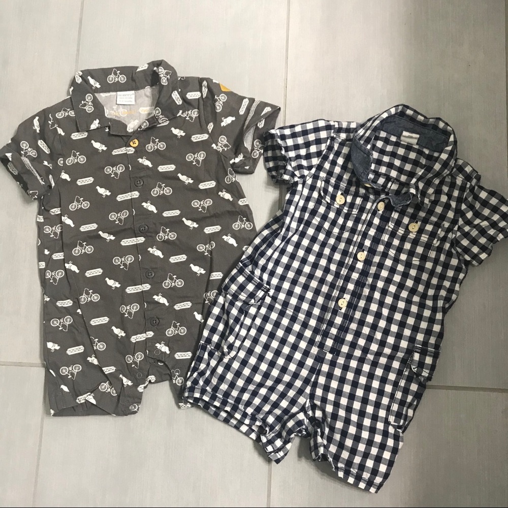Baby boy collared rompers